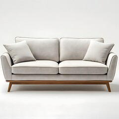 Naklejka premium Minimalist White Sofa on Plain Background