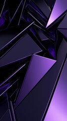 Abstract purple geometric shapes with glossy reflections, representing futuristic design and technological advancement. Suitable for modern branding, UI, and marketing materials.