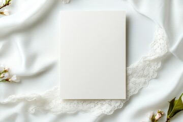 Blank canvas on delicate fabric showcases soft textures and flor