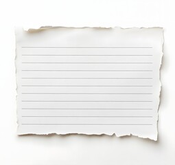 Blank Lined Paper Note with Torn Corner on White Background