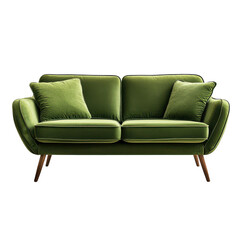 Fototapeta premium Elegant Green Velvet Sofa Modern Furniture Home Decor, isolated on transparent background