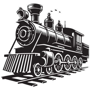 recommend clip art: Silhouette Classic Of Vintage Steam Train Locomotive Vector In White Background 5