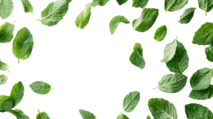 Fresh mint leaves isolated on white background 