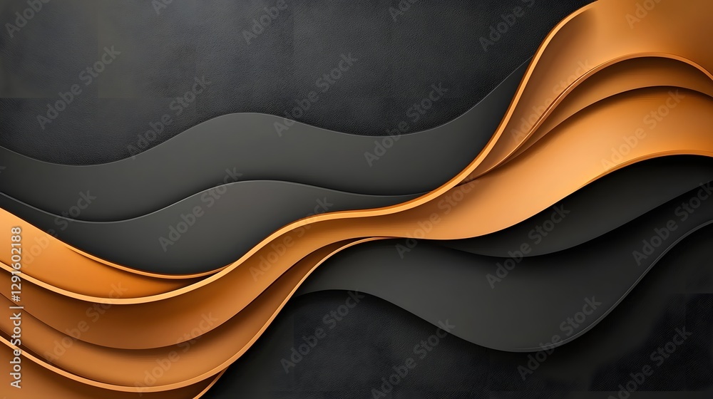 Poster golden metallic waves flowing from both sides creating a dynamic and elegant minimalist design with 