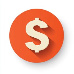 Fototapeta premium Cream Dollar Sign Icon on Burnt Orange Circle Background