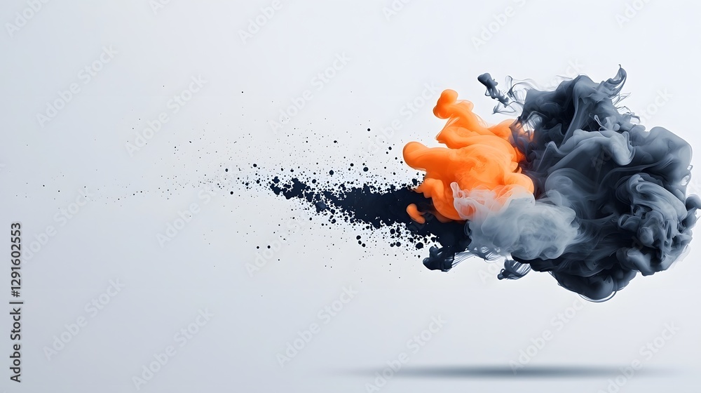 Poster gradient monochrome fade with abstract ink drops in an and minimal design creating a dynamic and con