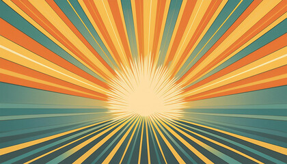 retro background with sunburst rays subtle pop art comic book explosion for summer designs