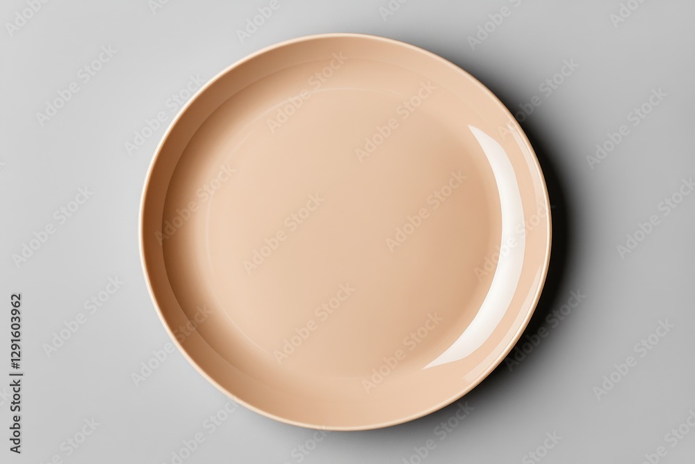 Aufkleber a beige serving plate on a white background, top view, flat lay. the serving dish is empty and has n