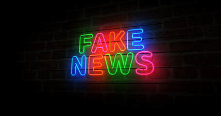 Fake news neon light 3d illustration