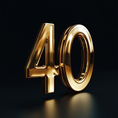 Golden Number 40 on Dark Surface, Symbolizing Milestone Anniversaries. Perfect for celebrations, corporate achievements, and milestone events visuals.