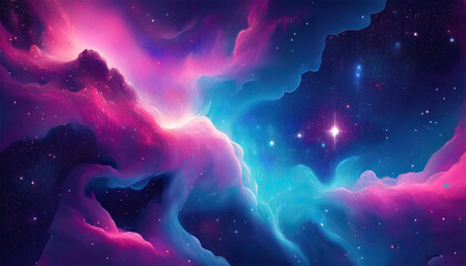 blue and pink nebula