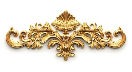Golden Baroque ornament with elegant acanthus leaves. Magnificent Baroque ornament.