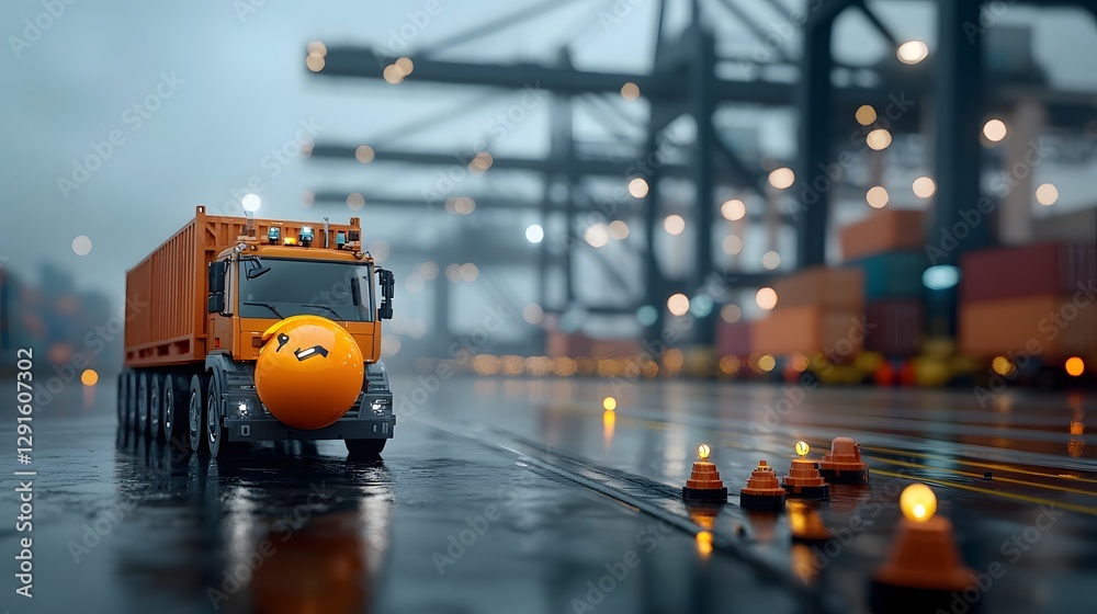 Poster hyper automated port terminal with massive cranes gantries and autonomous trucks optimizing containe