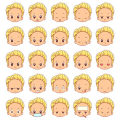 Kid facial expressions, set collection