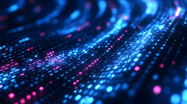 stream vector background with rapid-moving binary code and electric blue highlights 