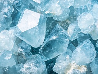 Obraz premium Raw Aquamarine Crystals with Light Blue Hue and Natural Transparency