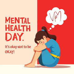 flat illustration post of mental health day