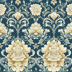 Floral pattern design with intricate details on a dark background.