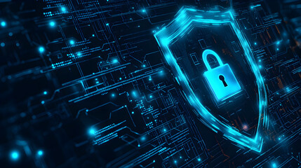 shield vector background with glowing locks and encrypted network patterns 