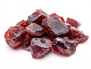 Uncut Garnet Gemstones with Dark Red Facets and Raw Texture