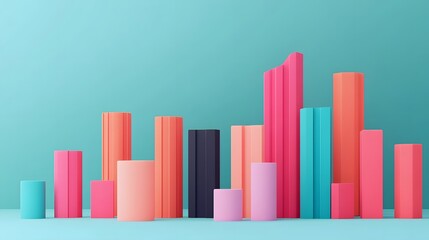 Vibrant Digital Transformation Infographic Cityscape with Abstract Architectural Structures