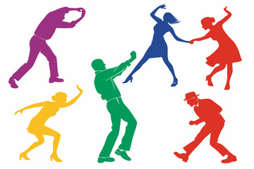 set of Salsa silhouette vector illustration