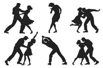 set of Salsa silhouette vector illustration
