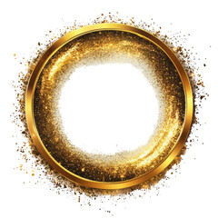 Golden Glitter Circle Frame Luxury Design Sparkle Background,, isolated on transparent backgroun
