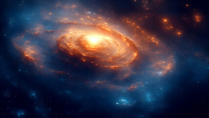 Fototapeta premium A dreamy galaxy-inspired digital artwork with swirling deep-space nebulas, glowing stars, and a cosmic explosion effect