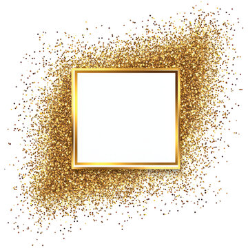 Gold glitter frame elegant design luxury background, isolated on transparent backgroun