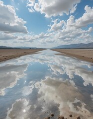&ldquo;Mirage Reflection in the Desert &ndash; Optical Illusion of Sky on Arid Landscape&rdquo;