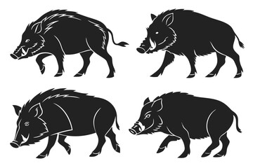 set of Boar silhouette vector illustration