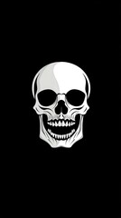 White skull over black background, an emblem of mortality and darkness. Use it to evoke themes of Halloween, horror, or symbolic representation of danger.