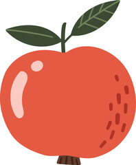 Apple fruit, healthy product, healthy life element, cartoon style, 