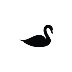 Amazing swan silhouette vector art illustration.