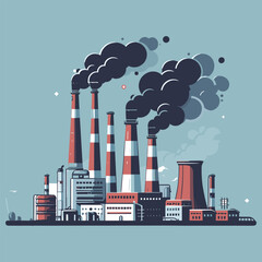 vector industry machines and smoke illustration
