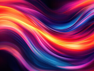 Obraz premium Vibrant and colorful abstract background with flowing waves of light, showcasing blend of warm and cool colors that create dynamic and energetic atmosphere