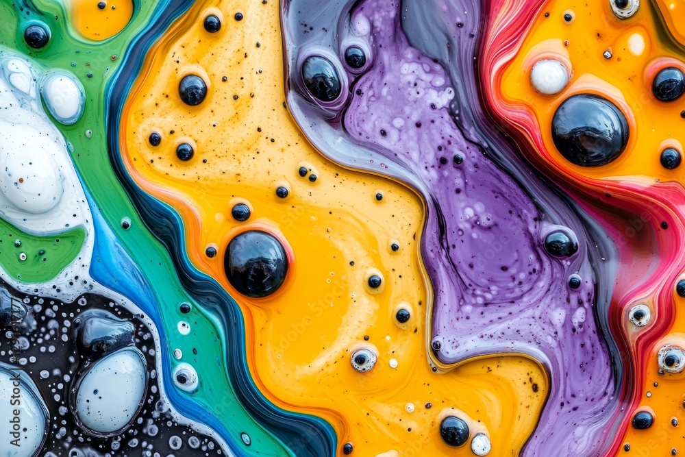 Aufkleber An abstract background with swirling colors and patterns, reminiscent of the universe in chaos. A beautiful multicolored liquid swirls together, creating an atmosphere that feels both dynamic