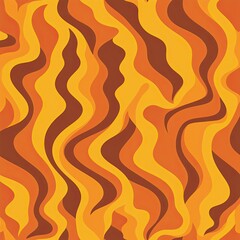 A bold and nostalgic background with wavy, repeating geometric patterns in warm 1970s-inspired colors like burnt orange, mustard yellow, and deep brown. The playful curves create a fun and retro feel.