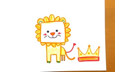 Fototapeta premium Cute crayon doodle Regal Field Lion