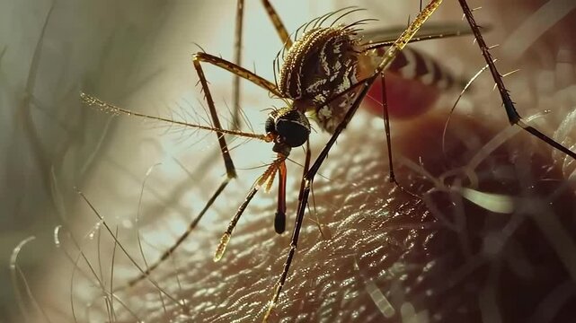 close-up of a person being bitten by a mosquito macro