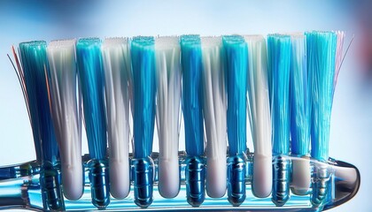 Close up of a high tech toothbrush showcasing its unique bristle design for better cleaning.