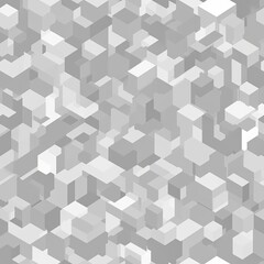 Fototapeta premium A mesmerizing background featuring interlocking 3D cubes in shades of gray and white, creating a hypnotic optical illusion effect. The seamless pattern adds a futuristic and abstract touch