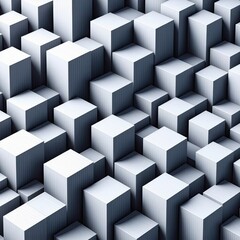 Obraz premium A mesmerizing background featuring interlocking 3D cubes in shades of gray and white, creating a hypnotic optical illusion effect. The seamless pattern adds a futuristic and abstract touch