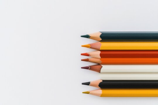 Colorful pencils arranged neatly showcase vibrant hues and artis