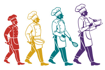 set of Chef silhouette vector illustration