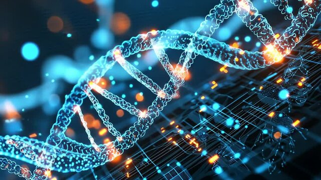 Genetic editing research in a cutting-edge biotech lab, futuristic CRISPR technology visualized in glowing molecular models.