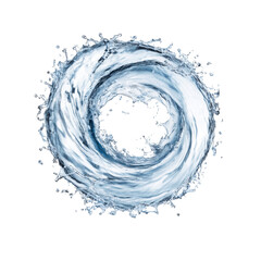 A dynamic swirling vortex of water creates an abstract circle pattern on a transparent background. symbolizes energy and fluid movement, png
