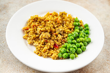 boulgur quinoa dish vegetarian dish vegetable food fresh tasty food dish gourmet food background on the table rustic food top view copy space keto and paleo diet