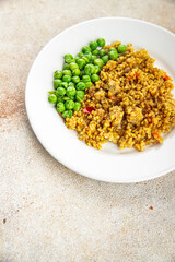 boulgur quinoa dish vegetarian dish vegetable food fresh tasty food dish gourmet food background on the table rustic food top view copy space keto and paleo diet